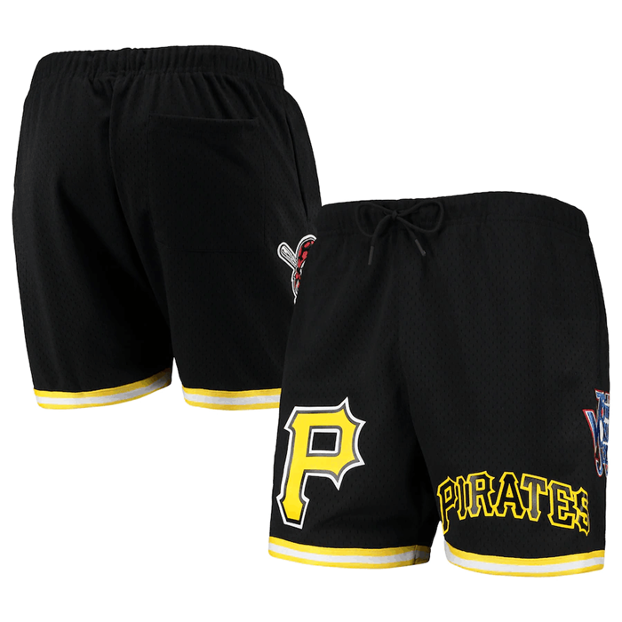 Men's Pittsburgh Pirates Black Team Logo Mesh Shorts Men's Pittsburgh Pirates Black Team Logo Mesh Shorts